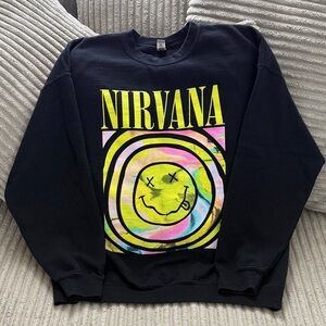 NIRVANA Black Sweater with Neon Graphic